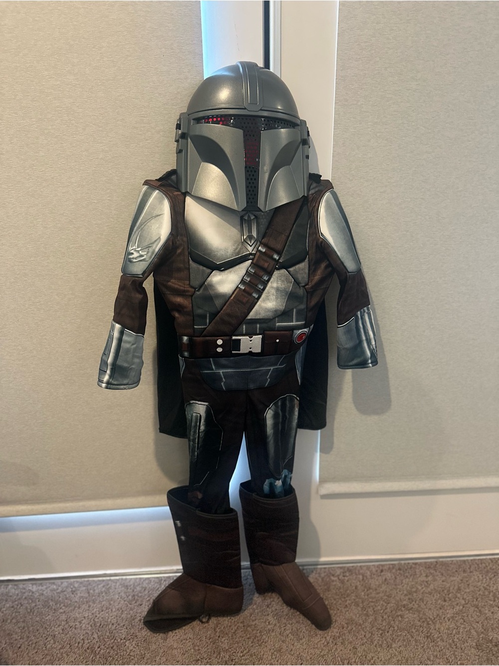 Kids Silver and Brown Mandalorian-Style Costume with Helmet